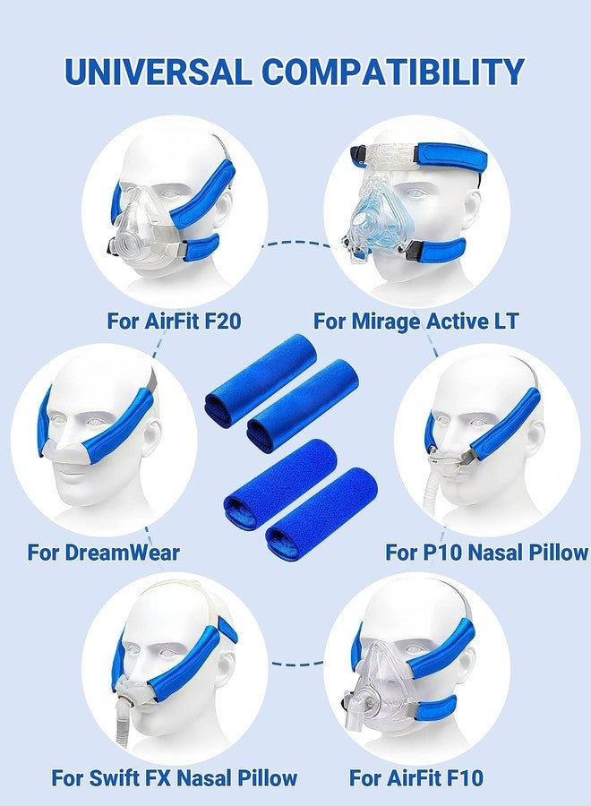 عبوة من 4 أغطية مُحسّنة لأحزمة جهاز التنفس CPAP، وسائد مبتكرة لأحزمة جهاز التنفس CPAP ثنائية الطبقات من الساتان/الصوف القطبي، أغطية أحزمة عالمية لأجهزة التنفس CPAP، وسائد أقنعة الوجه من ملحقات جهاز التنفس CPAP لتقليل العلامات الحمراء - Image 4